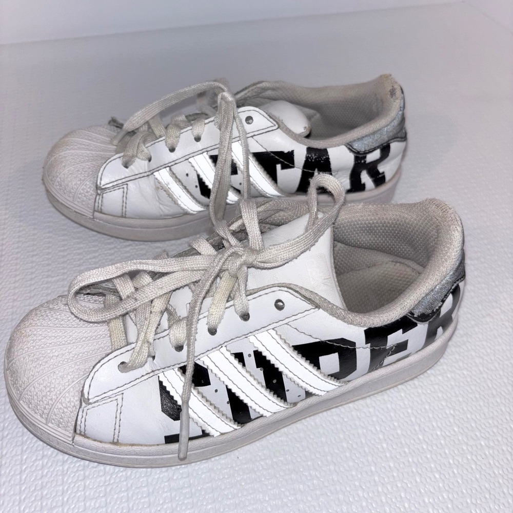 Adidas Superstar Sneakers Kids‎ White Black Graphic Kids Size 13